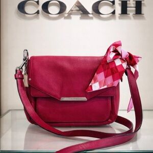 Coach Fuchsia Crossbody Bag with Scarf Accent & cream hang tag